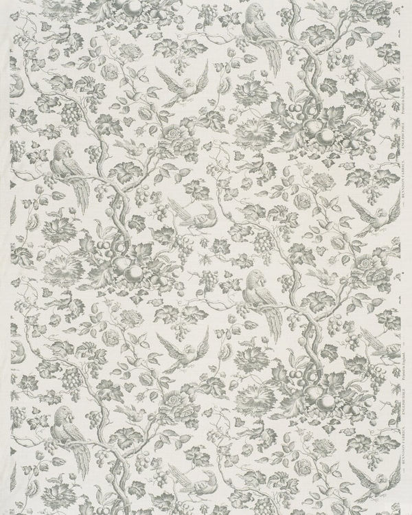 English Toile Teal Green On Oyster