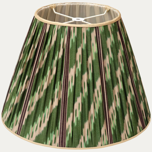 Robert Kime Adras Ikat Green Chevron Handsewn Lampshade