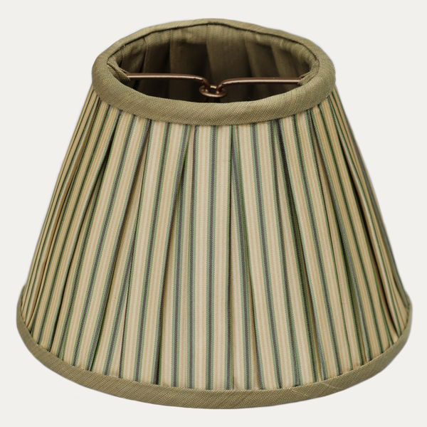 Claremont Florence Striped Silk Box Pleated Lampshades with Contrast Silk Binding