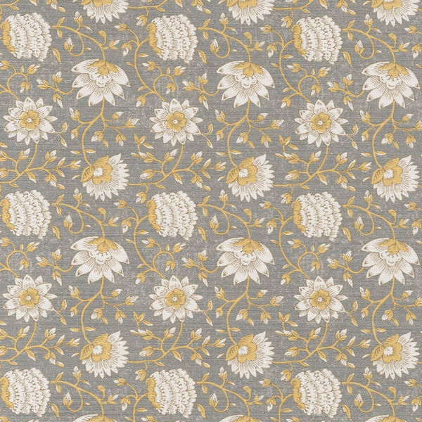 Bennison Pali Grey Yellow on Oyster Linen