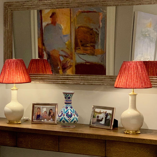 Pair of Small Single Gourd Clear Crackle 23k Gold Water Gilt Base with Brass Double Cluster