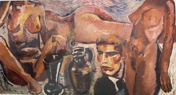 Still Life and figures, 1982 Oil on canvas 91 x 165cm