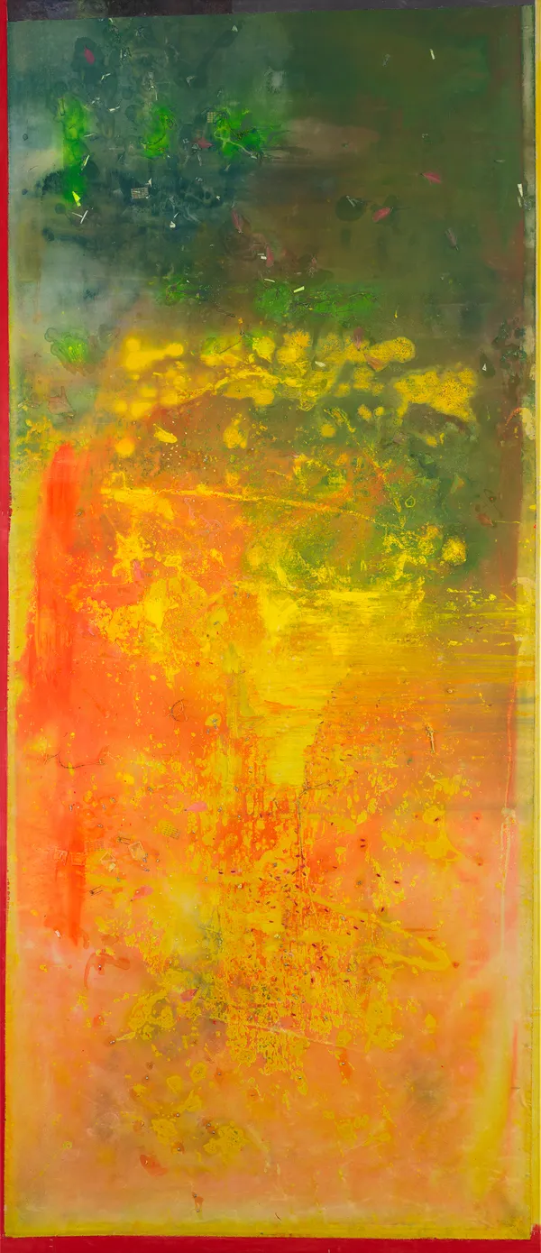 Frank Bowling, Red, Yellow, and Blue, 2025
