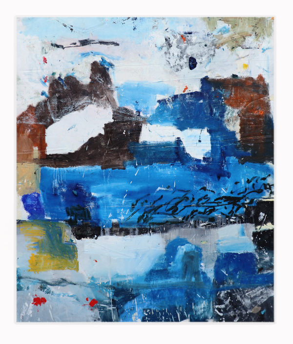 Peter Matthews Double Orb, 2025 Oil, oil bar, earth matter, found objects and sand from Venice Beach, California on canvas from the Pacific coast of Hokkaido, Japan and Hainan, China 166.5 x 141 cm 65 1/2 x 55 1/2 in