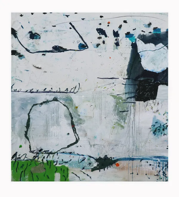 Peter Matthews Cape Erimo, 2025 Oil, oil bar, earth matter, found objects and sand from Venice Beach, California on canvas from the Pacific coast of Hokkaido, Japan and Hainan, China 140.5 x 132 cm 55 1/4 x 52 in