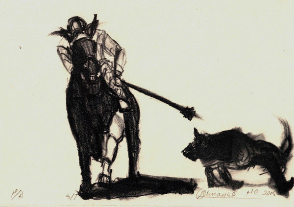 Orlando Almanza, Sin Titulo (man fighting animal), 2015