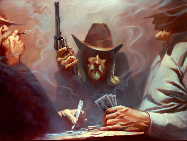 Dead Man's Hand All editions Sold out 15x20 inches Series: Outlaws, Musicians & Drunken Poets giclee on canvas