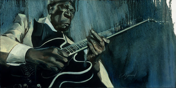 Lucille Called My Name Edition of 75 18x36 inches Series: Outlaws, Musicians & Drunken Poets Hand embellished giclee on canvas