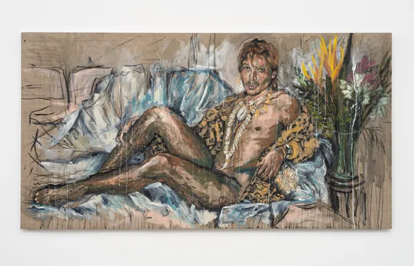 Panmela Castro Ademar Marinho - da série Vigília , 2021 óleo sobre tela [oil on canvas] 90 x 170 x 8 cm 35 3/8 x 66 7/8 x 3 1/8 in