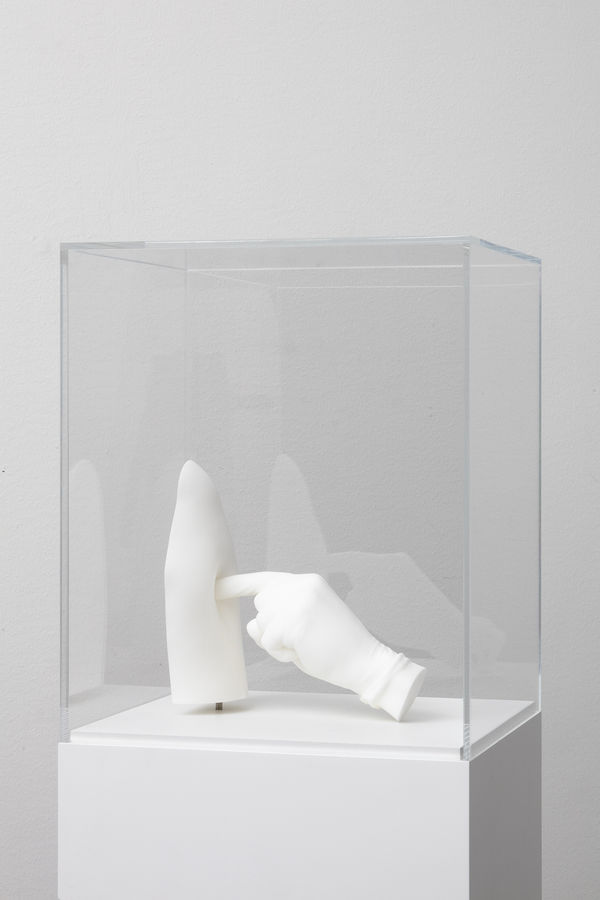 Kari Vehosalo There is a gap in between, where I end and you begin, 2021–2022 3D scan + selective laser sintering, polyamide, acrylic, stainless steel object 23 x 25 x 15 cm with pedestal 155 x 34 x 34 cm 1 + 1 AP