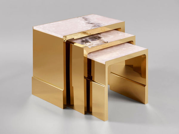 Jinshi Pink Jade Nest of Tables