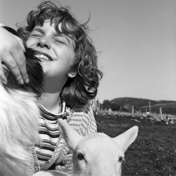 Hannah and her lamb, Achiltibuie, Scotland