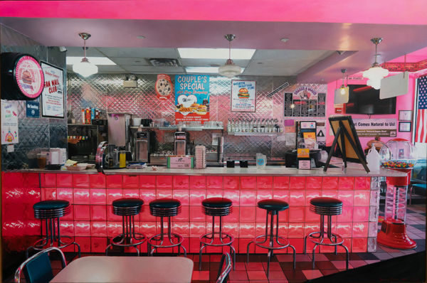 Yigal Ozeri, The Empty Pink Diner, 2022