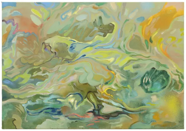 Maiju Salmenkivi Kellunta, 2025–2026 Acrylic, oil and spray on canvas 63 x 90 cm 24 3/4 x 35 3/8 in