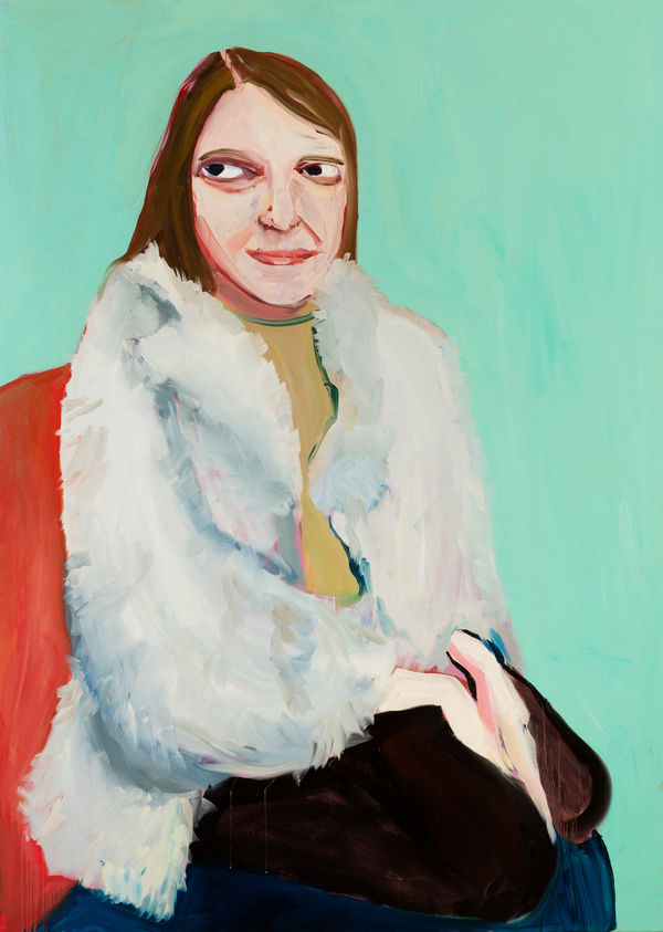 Chantal Joffe Moll in a Fur Jacket, 2016 Oil on canvas 84 1/8h x 60 1/8w in 213.5h x 152.5w cm