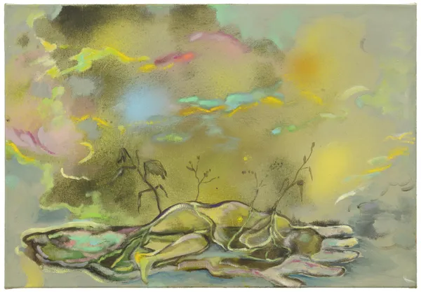 Maiju Salmenkivi Lepo, 2026 Acrylic, oil and spray on canvas 56 x 80 cm 22 x 31 1/2 in