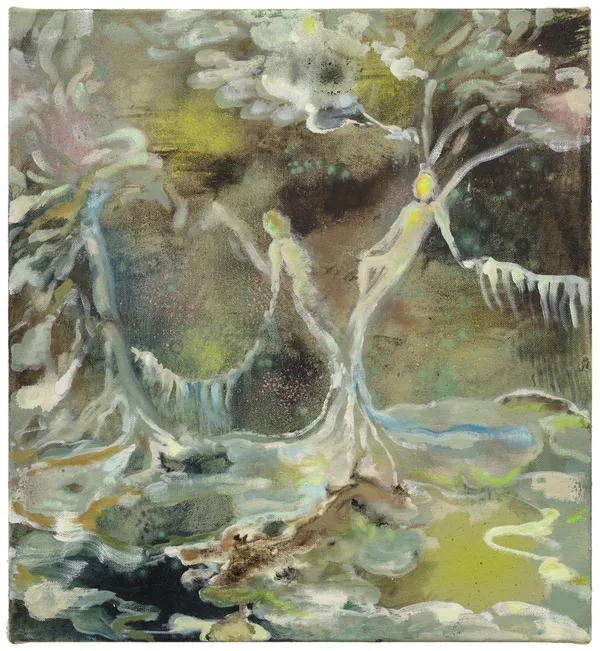 Maiju Salmenkivi Valossa ja varjossa 2, 2025–2026 Acrylic, oil and spray on canvas 60 x 55 cm 23 5/8 x 21 5/8 in