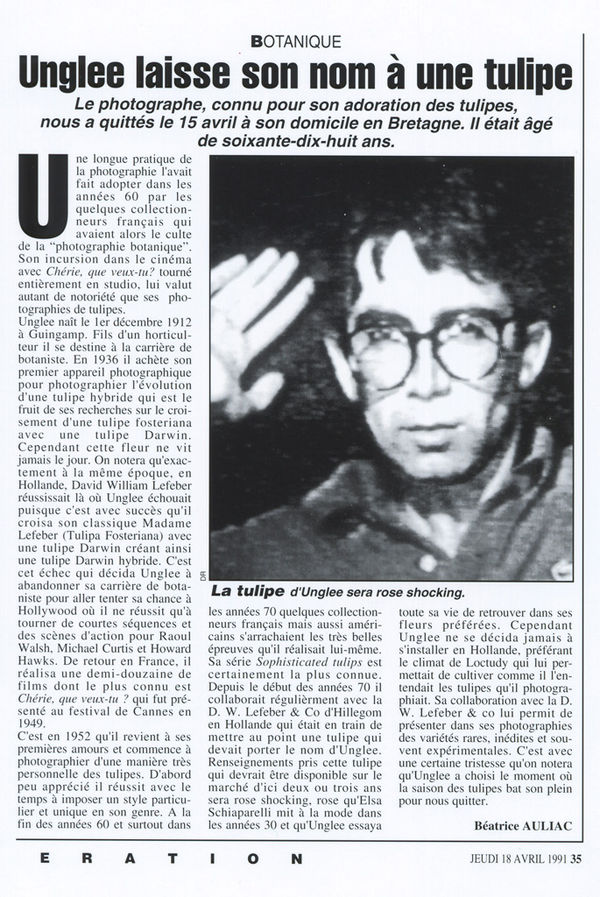 Unglee, Unglee laisse son nom à une tulipe, 1993-1995