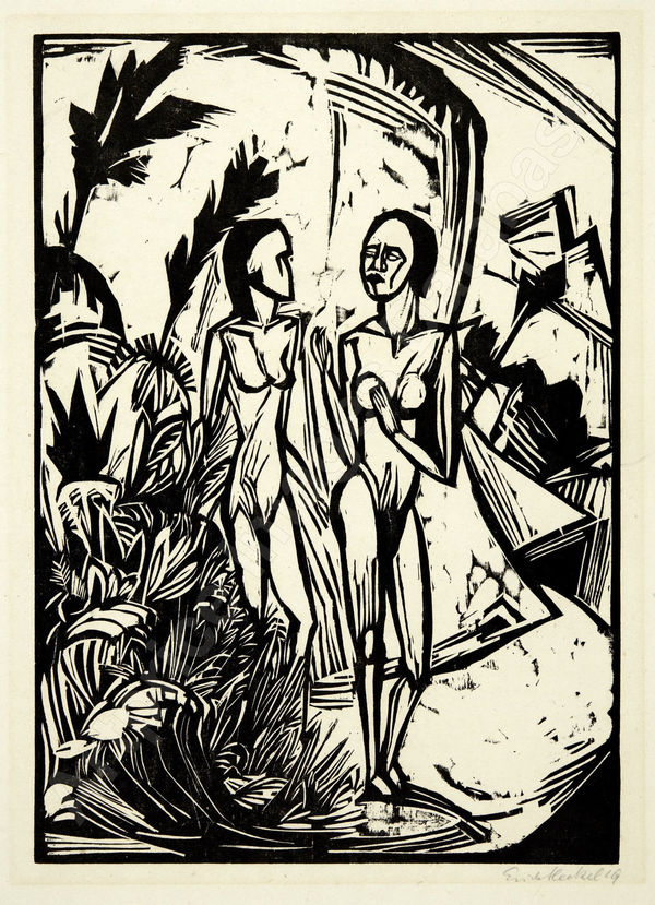 Erich Heckel Zwei Frauen am Strand, 1919 Holzschnitt 46,2 x 32,7 cm