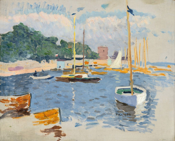 Paul Kayser, Kleiner Bootshafen an der Elbe, Um 1910