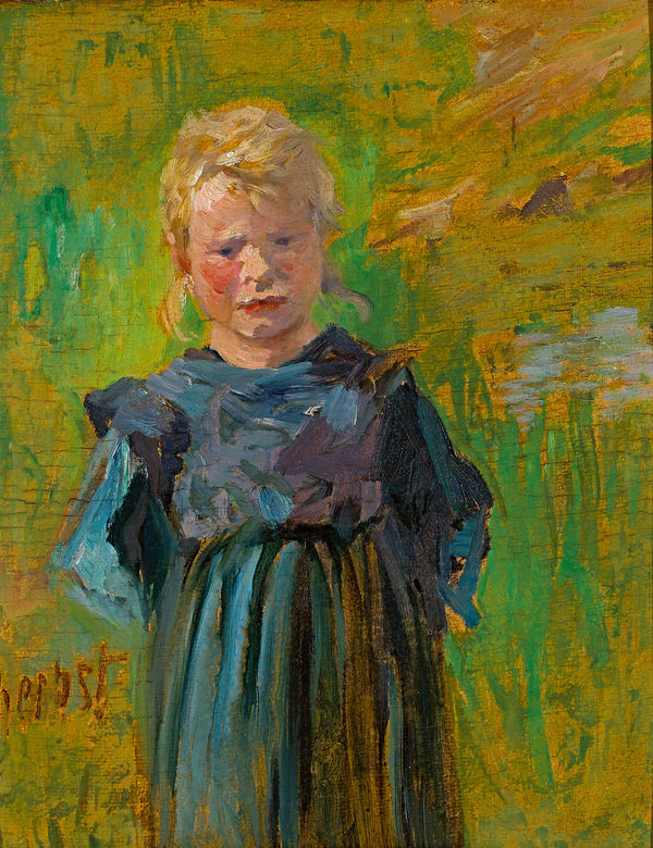 Thomas Herbst, Mädchen im blauen Kleid, um 1900