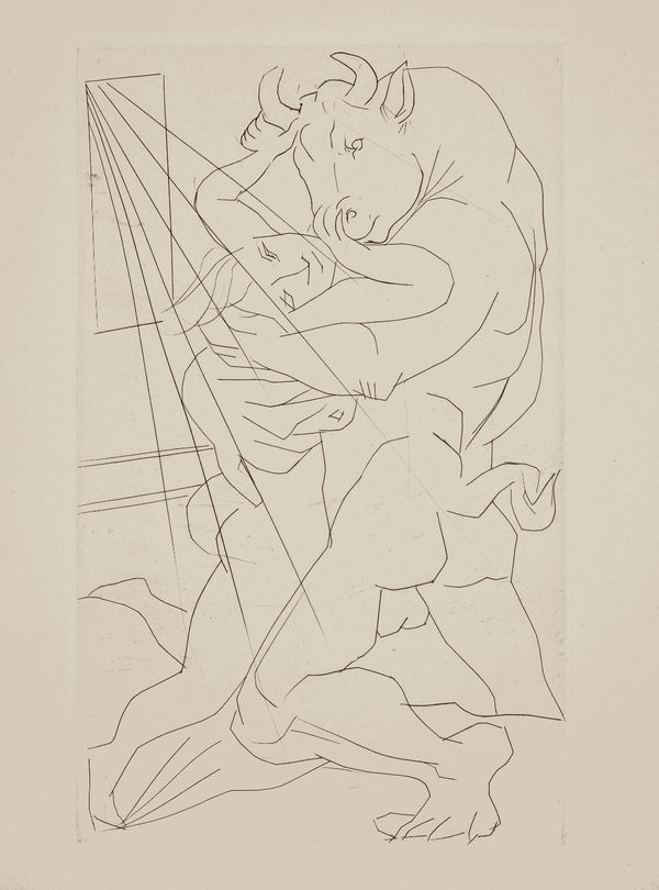 Pablo Picasso, Minotaure embrassant une femme, 1934
