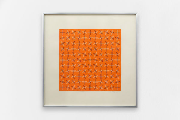 Francisco Sobrino Estate Sans titre (307) Gouache sur carton rouge 50 x 50 cm 19.68 x 19.68 in