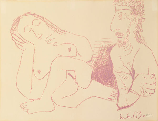 Pablo Picasso, Buste d’homme et femme nus, 1969