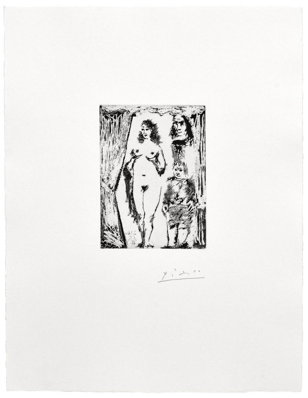 Pablo Picasso, Couple et petit valet encadrés par une portière (Suite 347), 1968