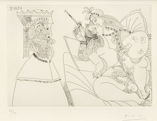 Pablo Picasso, Raphaël et la Fornarina XVIII – Le pape a une drôle de coiffure (Suite 347), 1968