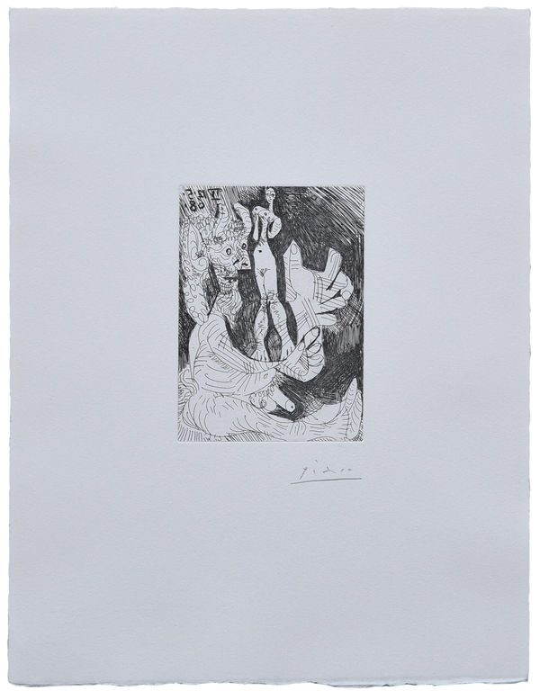 Pablo Picasso, Vieux faune avec une poupée vivante, 1968