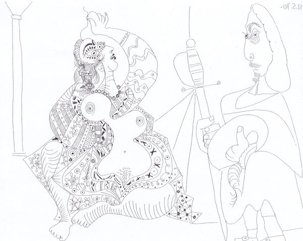 PABLO PICASSO Mousquetaire et Odalisque-Méduse, 1971 Etching 41,2 x 47,9 cm 16 1/8 x 18 1/2 in Edition of 50