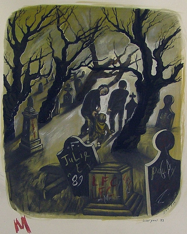 They Dragged the Child through the Cemetery, 1993 Graphite, ink and gouache on white Strathmore Bristol board 29 x 23 in (73.6 x 58.4 cm) Series: The Liverpool Series