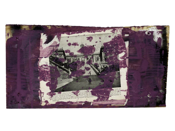 Danilo Dueñas Crazy day in Rome, 2014 collage on painted wood 31 x 59 cm 12 3/16 x 23 3/16 ins