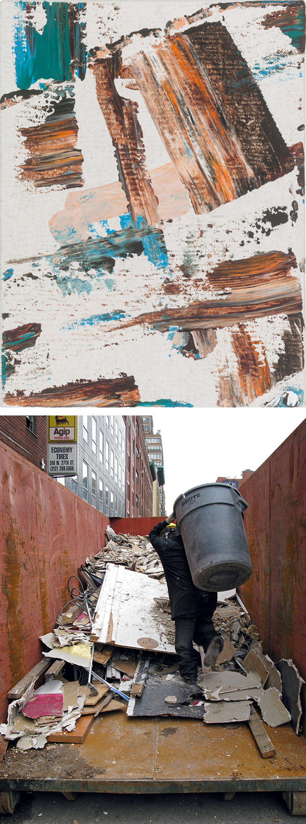 Juan Uslé Rellenando un Serra, NY, 2008 - Residuos, Benissa, 2018, 2008/2018 2 parts work , pigmented ink , Photo Rag Ultrasmooth 305g Hahnemühle , vinyl dispersion and pigments on canvas 2 of 2 + 1 AP