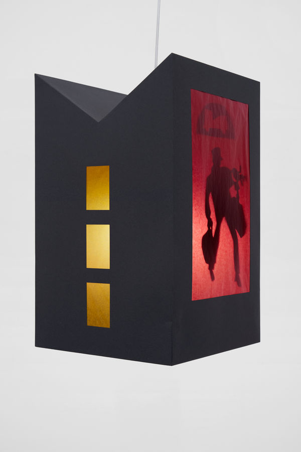 Julian Irlinger Laterne, Laterne, 2025 Cardboard, transparent paper, cable, lightbulb 50 x 30 x 30 cm 19 3/4 x 11 3/4 x 11 3/4 in