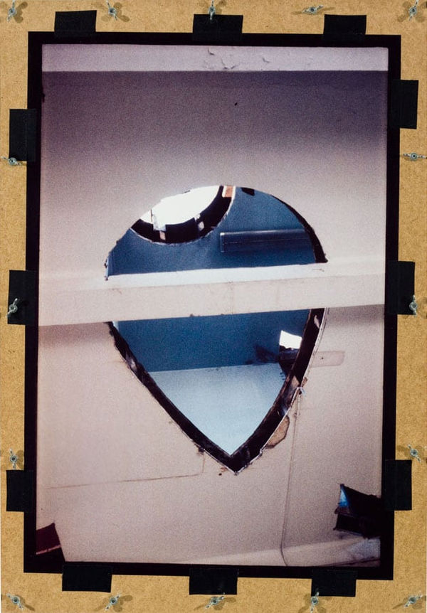 Gordon Matta-Clark Office Baroque, 1977 Cibachrome , partical board , plexiglas , plastic tape recorder , metal screws 88 x 61 cm 34 10/16 x 24 1/16 ins