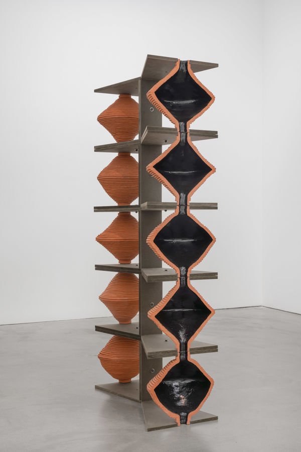 Leunora Salihu Spiegelachse, 2021 Ceramic, lacquer, MDF 183 × 40 × 80 cm | 72 × 15 ¾ × 31 ½ in