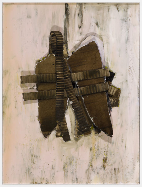 Michael Müller Schweres Gepäck, 2014 acrylic lacquer , oil , lacquer , card on card 49.4 x 37.3 x 6 cm 19 7/16 x 14 10/16 x 2 5/16 ins