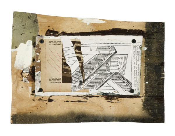 Danilo Dueñas Escher tarts, 2013 collage and painted sanded wood 22 x 30 cm 8 10/16 x 11 12/16 ins