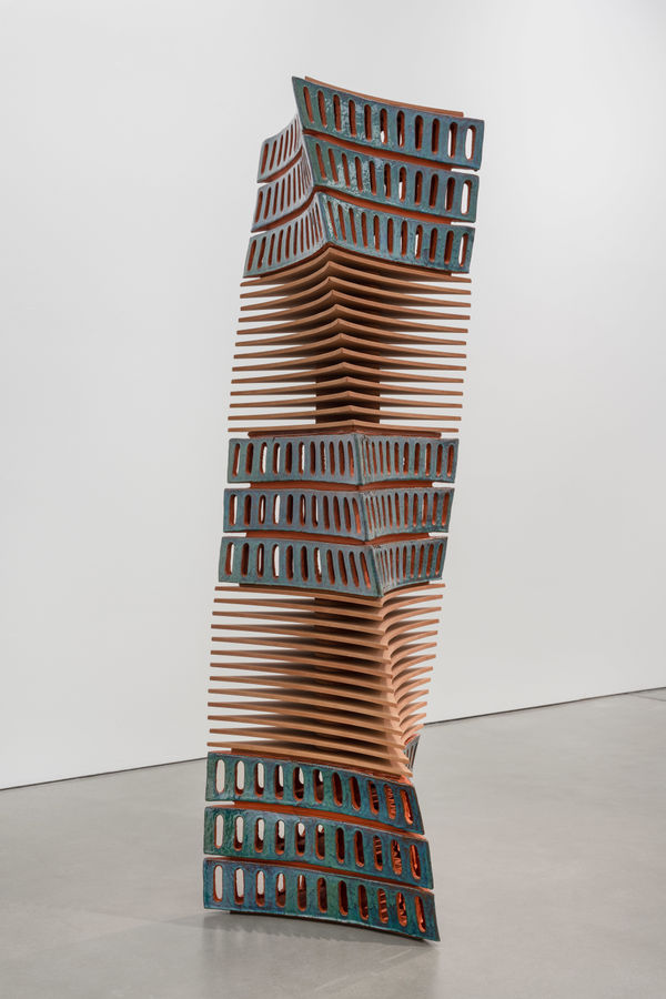 Leunora Salihu Achse, 2021 Ceramic, enamel, MDF 185 x 57 x 57 cm | 72 7/8 x 22 1/2 x 22 1/2 in