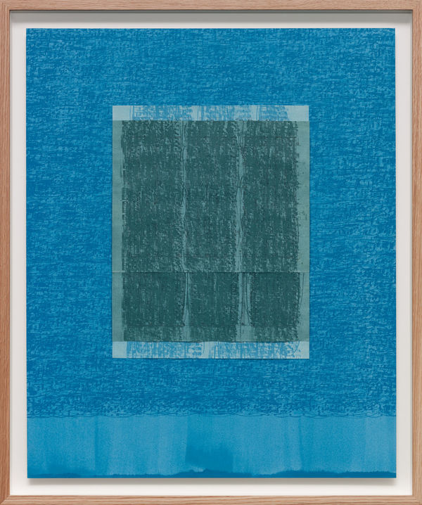 Idris Khan The Pattern of Landscape, 2023 Watercolour and oil on aluminium with sheet music Paper size: 70 x 57.9 x 3.5 cm | 27 1/2 x 22 3/4 x 1 3/8 in Framed dimensions: 78 x 65.2 x 4.5 cm | 30 3/4 x 25 5/8 x 1 3/4 in