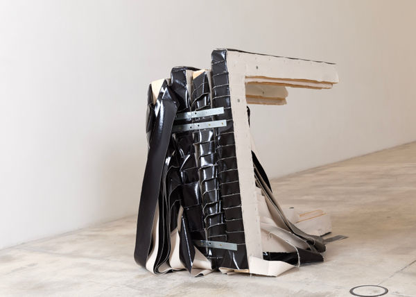 Angela de la Cruz Barricade (Black/Purple), 2023 oil and acrylic on canvas, metal 83 x 96 x 77 cm 32 5/8 x 37 3/4 x 30 1/4 in