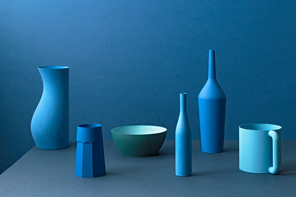 Olena Zubach, Blue Still Life with a Green Bowl, 2025