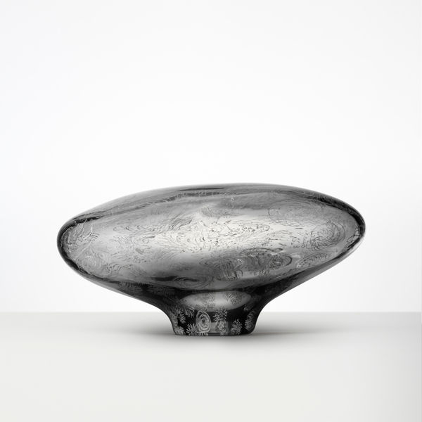 glasobjekt, svampformad, randig