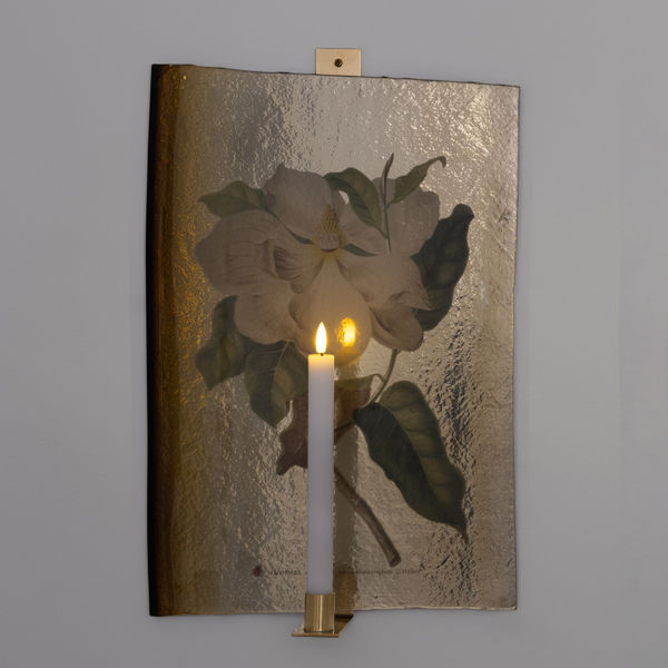 lampett, spegelglas, levande ljus