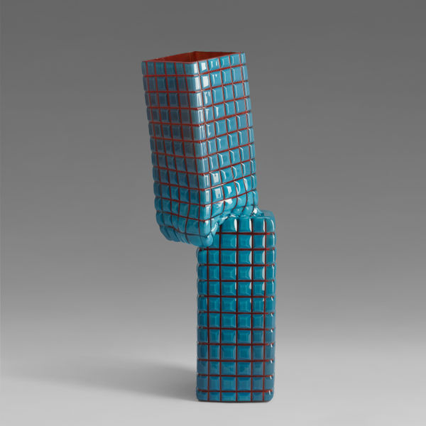 SIMON KLENELL, Stacked Tubular Composition, Coral & Turquoise, 2024
