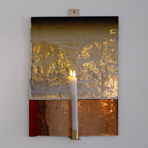 lampett, spegelglas, levande ljus