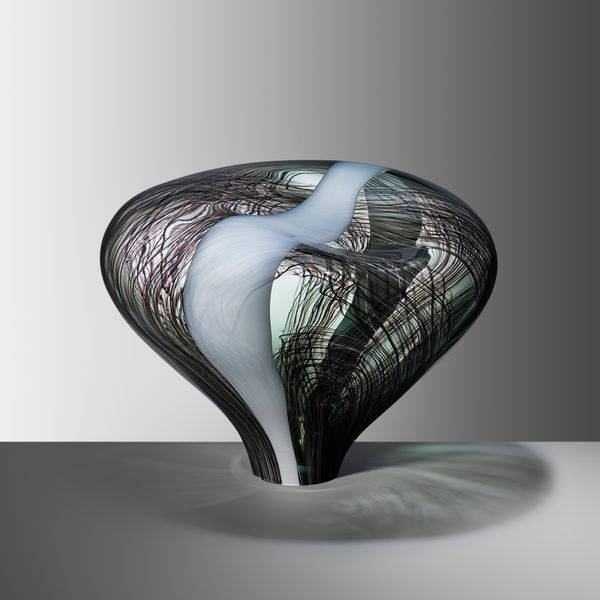 glasobjekt, svamp, grå, randig, vit, svart, grön