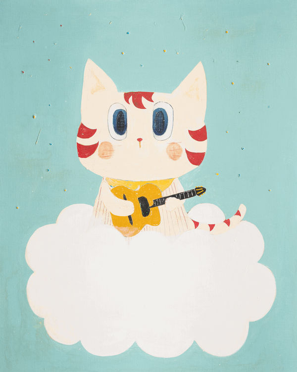 Noritoshi Mitsuuchi, untitled short stories: Cat playing Guitar #3, 2021